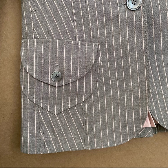 ETCETERA Linen Gray + Pale Pink Pinstriped Blazer 🌸ABSOLUTELY GORGEOUS - Picture 10 of 15
